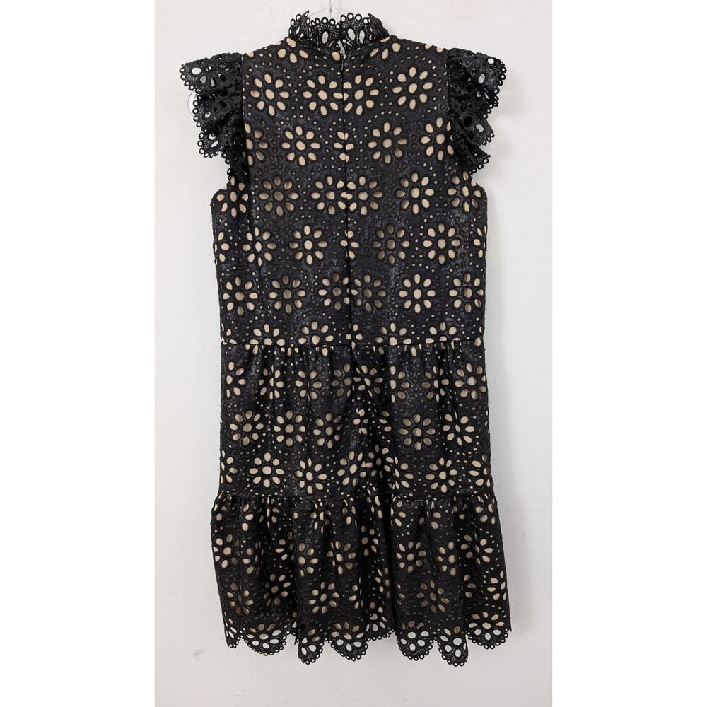NWT SEA New York Black Eyelet Sequined Shelby Mini Dress Size 6 - Picture 3 of 10